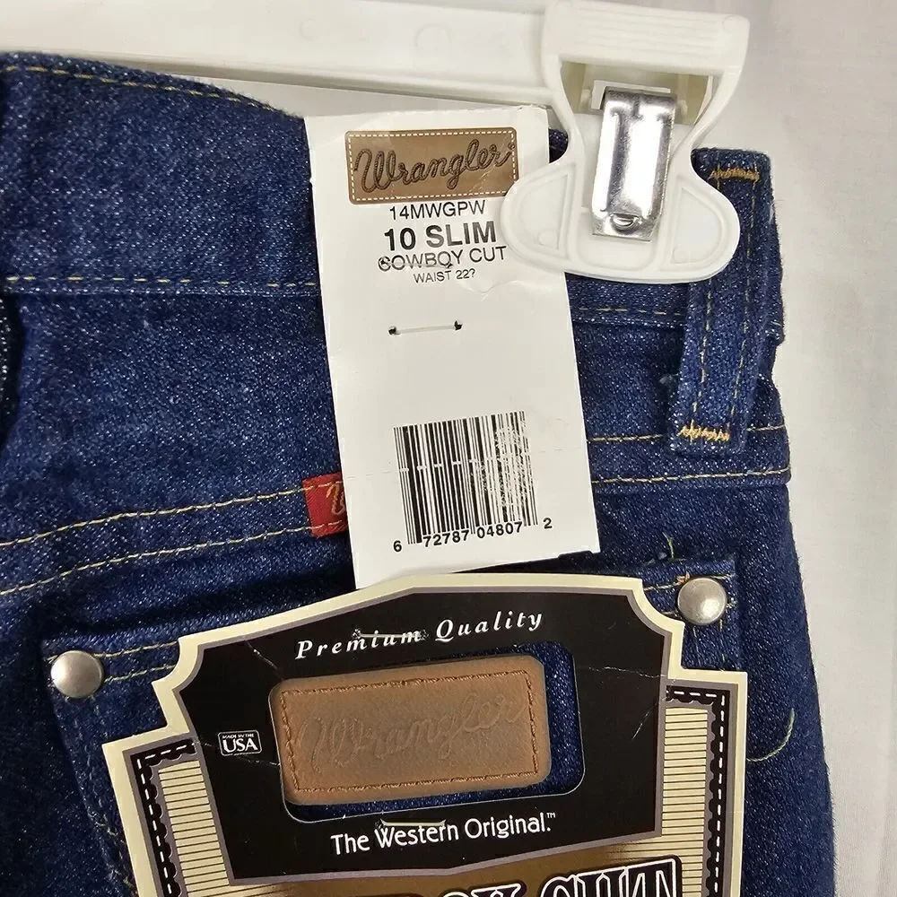 Vintage Wranglers Girls Cowboy Cut Size 10 Slim Western Rodeo Blue Jeans